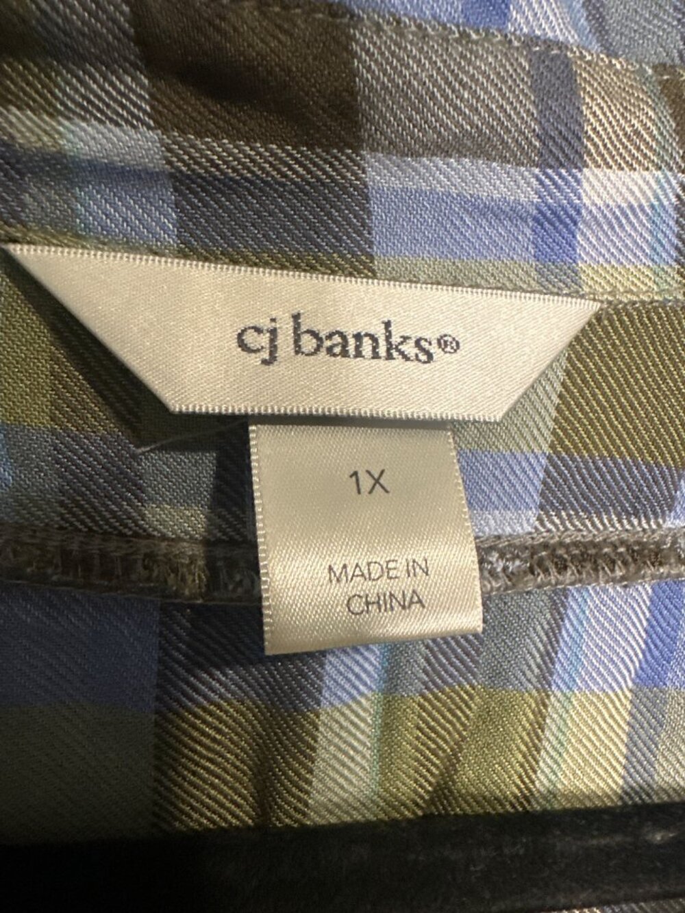 CJ Banks 1X Mixed Media Knit Top Plaid Trim Lightweight Layered Look - Picture 3 of 5